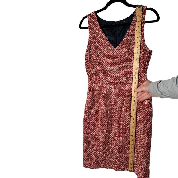 J Crew Womans 2 Boucle Wool Tweed Sheath Dress Sleeveless Pencil Office Rust Red - Picture 6 of 7